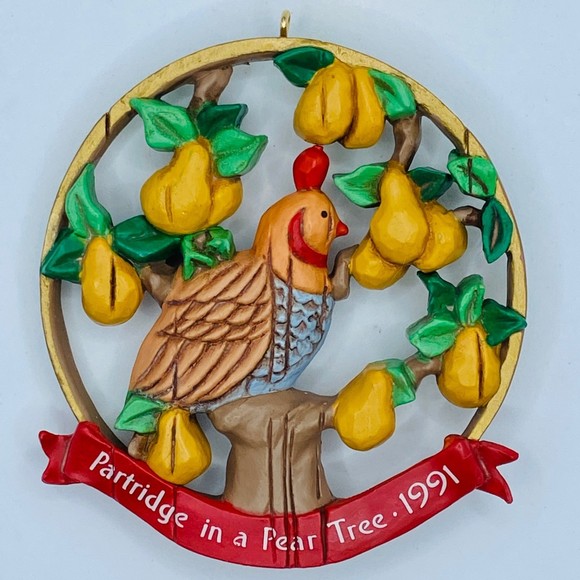 Vintage 1991 Hallmark Ornament 12 Days of Christmas Partridge in Pear Tree - Picture 2 of 2